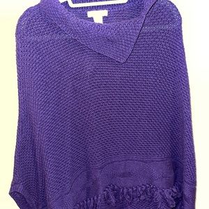 🌞 Coldwater Creek Boho knitted Poncho deep purple